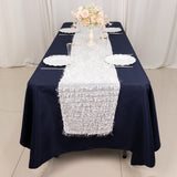 Elevate Your Event Decor with the White Fringe Shag Polyester Table Runner